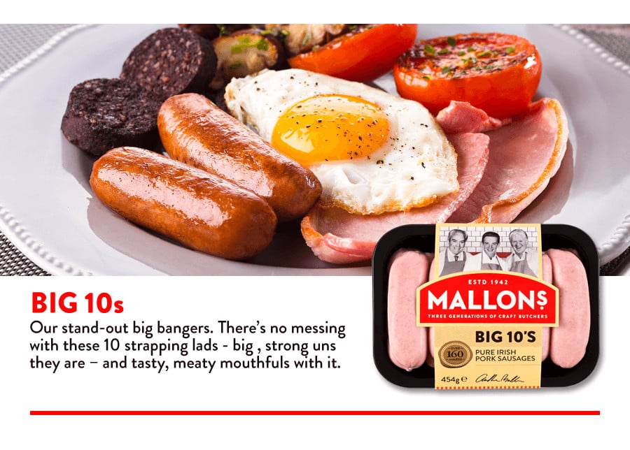 Mallons Retail Big 10s Sausages | 10 × 454 g frozen