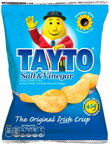 Tayto Salt & Vinegar Irish Crisps | 50 × 35 g
