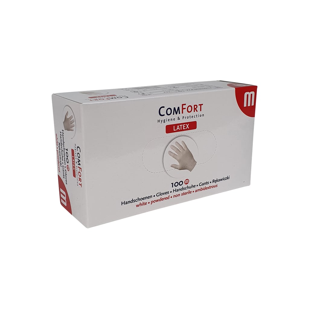 White Powdered Latex Gloves M | 100 pieces