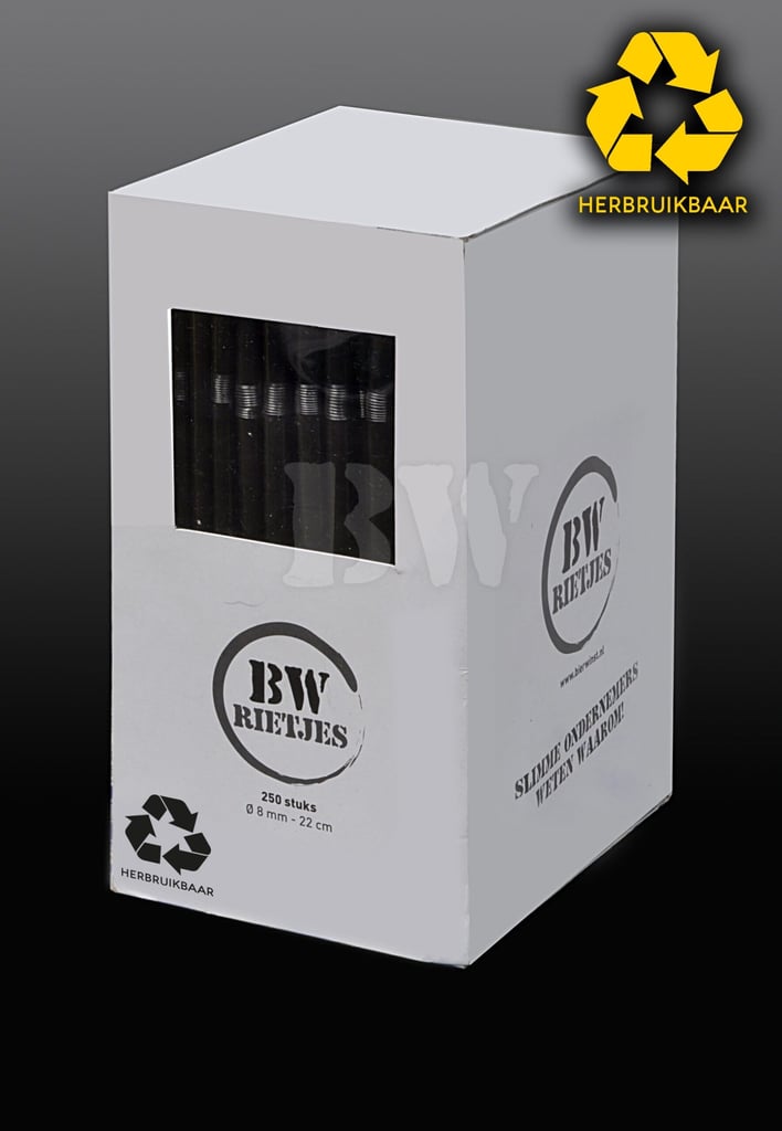 Bierwinst Black Reusable Bendable Straws 8 mm | 250 pieces