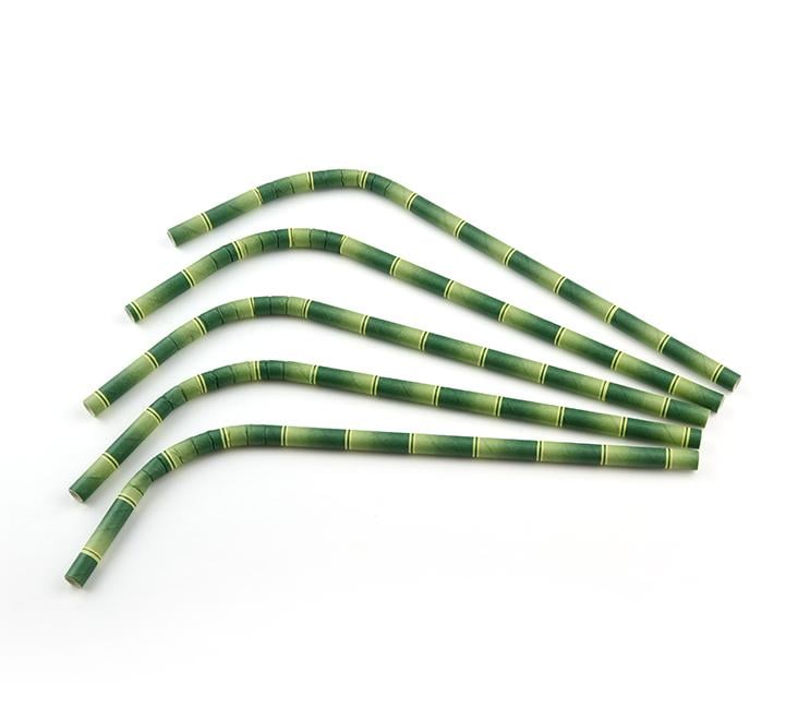 Sier Bendable Paper Straws with Bamboo Print 24 cm, 7 mm thick | 100 pieces