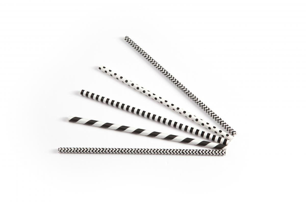 Sier Black-and-White Paper Straws 20 cm, 6 mm thick | 200 pieces