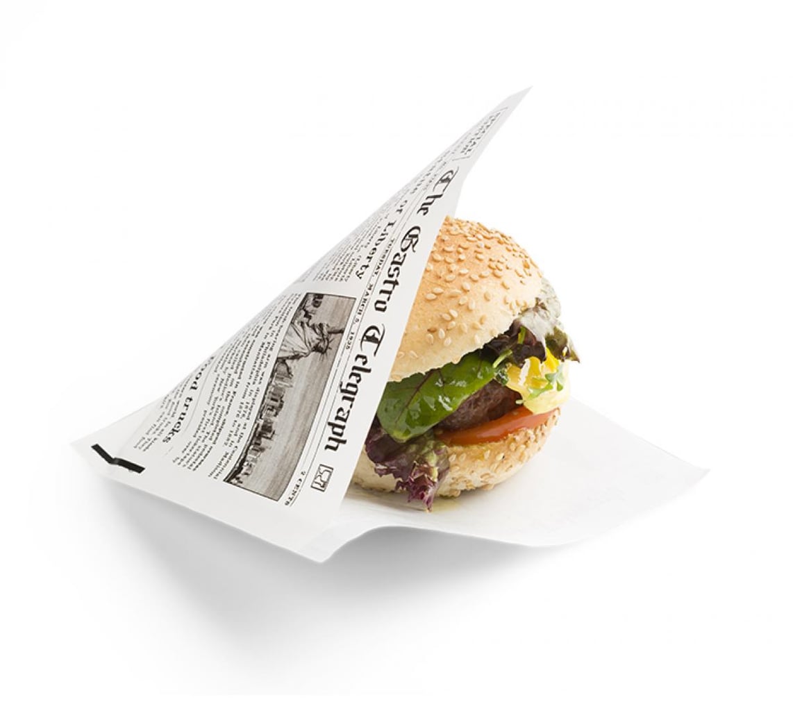 Sier Newspaper-Print Greaseproof Bags | 130 × 150 mm