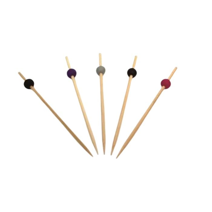 Sier Bamboo Picks with Assorted Small Ball Tops | 200 pieces